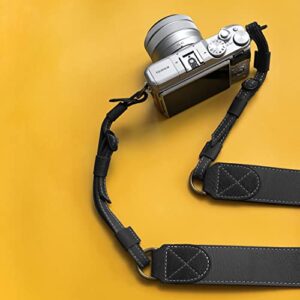 MegaGear SLR, DSLR Sierra Series Genuine Leather Camera Shoulder or Neck Strap, Black