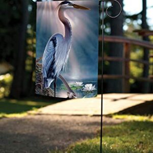 Toland Home Garden 1112452 Heron In Solitude Bird Flag 12x18 Inch Double Sided For Outdoor House Yard Decoration
