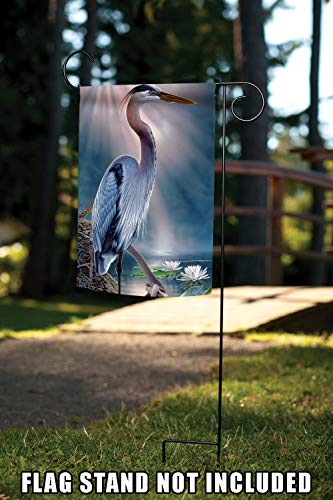 Toland Home Garden 1112452 Heron In Solitude Bird Flag 12x18 Inch Double Sided For Outdoor House Yard Decoration