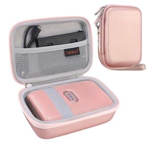 canboc hard case for fujifilm instax mini link 2/ instax mini link smartphone printer/fujifilm instax mini evo instant camera, mesh pocket fit instax mini instant film and cable, rose gold