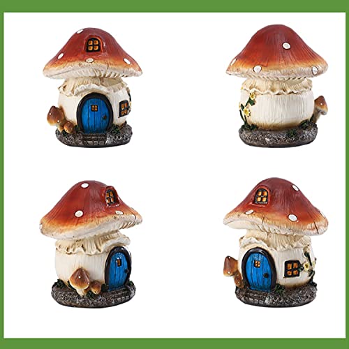 Sunnyway Mushroom Fairy Garden House Statue Sculptures Outdoor Yard Decor Resin Lawn Ornament