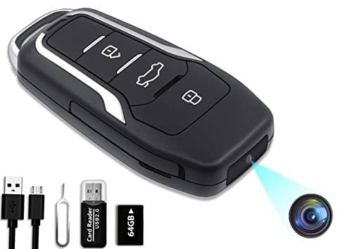 ClODGDGO 64GB Spy Camera Hidden Camera Car Key,360 Minutes Battery Life Mini Spy Camera, Nanny Cam Hidden Camera with HD 1080P,Surveillance & Security Cameras for Dating