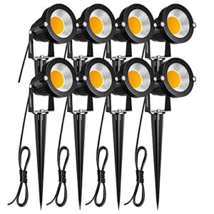zuckeo low voltage landscape lights led landscape lighting, 5w 12v garden pathway lights waterproof warm white walls trees flags outdoor landscape spotlights with stakes (8 pack)
