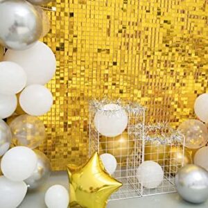 Kate Square Gold Shimmer Wall Sequin Panel Backdrop Birthday Wedding Background Decoration Wall(Pack of 12)