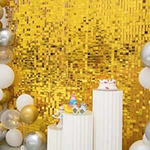 Kate Square Gold Shimmer Wall Sequin Panel Backdrop Birthday Wedding Background Decoration Wall(Pack of 12)