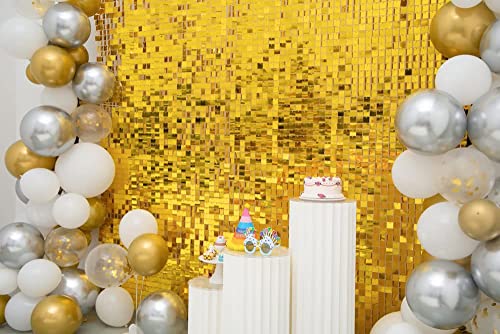 Kate Square Gold Shimmer Wall Sequin Panel Backdrop Birthday Wedding Background Decoration Wall(Pack of 12)