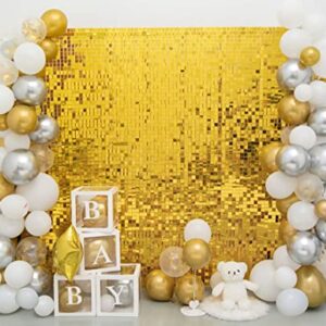 Kate Square Gold Shimmer Wall Sequin Panel Backdrop Birthday Wedding Background Decoration Wall(Pack of 12)