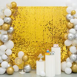 Kate Square Gold Shimmer Wall Sequin Panel Backdrop Birthday Wedding Background Decoration Wall(Pack of 12)