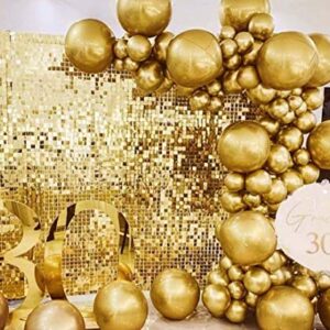 Kate Square Gold Shimmer Wall Sequin Panel Backdrop Birthday Wedding Background Decoration Wall(Pack of 12)