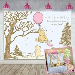 dmj classic cartoon bear backdrop for girls birthday party pink balloon pooh photograph background baby shower cake table decoration background 7x5ft