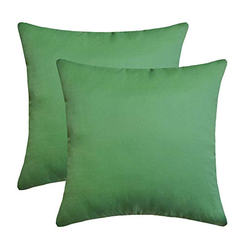 Andreannie Pack of 2 Outdoor Waterproof Decorative Throw Pillow Cover Cushion Case for Garden Patio Tent Park Farmhouse Polyester Both Sides Printing Square 18 x 18 inches (Green)