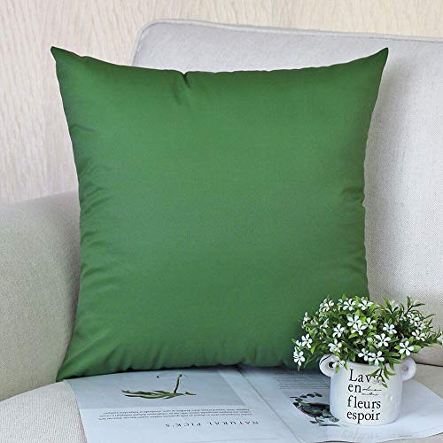 Andreannie Pack of 2 Outdoor Waterproof Decorative Throw Pillow Cover Cushion Case for Garden Patio Tent Park Farmhouse Polyester Both Sides Printing Square 18 x 18 inches (Green)