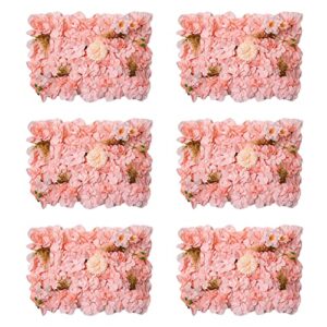 imperial pink flower wall backdrop panel – pack of 6 – artificial flower wall decor, pink wall decor, wedding party, baby shower decorations | handmade floral wall | includes zip ties – 12×16