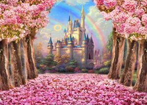 castle backdrop 7x5ft spring pink sakura flowers washable polyester photography background wedding birthday party princess photo studio props yl058