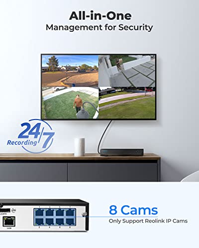 REOLINK 4K 8Ch Network Video Recorder for Home Security Camera System, Only Work with 4K/5MP/4MP HD Reolink IP Cameras PoE NVR, 24/7 Recording to Pre-Installed 2TB Hard Drive, RLN8-410