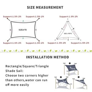 Shade Sail Waterproof Triangle Umbrella UV Protection Oxford Cloth Shade for Outdoor Terrace Backyard and Garden 6.5'x10'