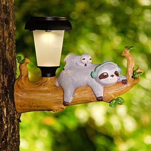 Solar Lights Outdoor Decorative Hedgehog Garden Statues,Garden Decor Patio Backyard Lawn Decorations Resin Animals Figurines,Best Gift Yard Art for Adults and Kids (Sloth)