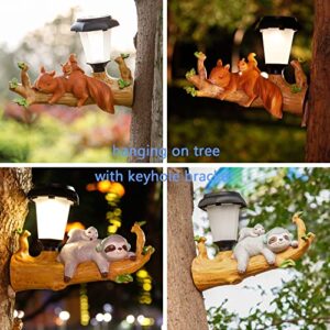 Solar Lights Outdoor Decorative Hedgehog Garden Statues,Garden Decor Patio Backyard Lawn Decorations Resin Animals Figurines,Best Gift Yard Art for Adults and Kids (Sloth)