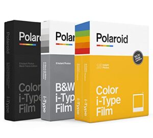 polaroid i-type film variety pack – i-type color, b&w, black frame (32 photos) (6182)