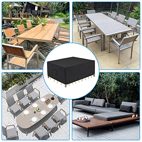 OYOUNGNI Patio Furniture Set Cover Waterproof, Heavy Duty 600D Outdoor Furniture Table and Chairs Covers, Rectangular Outdoor Sectional Sofa Set Cover, Black, 88"L x 58"W x 27.5"H