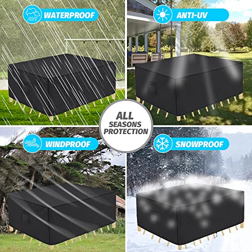 OYOUNGNI Patio Furniture Set Cover Waterproof, Heavy Duty 600D Outdoor Furniture Table and Chairs Covers, Rectangular Outdoor Sectional Sofa Set Cover, Black, 88"L x 58"W x 27.5"H