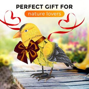 Shefio Garden Decor - Goldfinch Bird Decor, Beautiful Backyard Ideas & Garden Gifts - These Handmade Metal Birds are Perfect Outdoor Decor, Metal Yard Art for Lawn Ornament, Yard Decorations Outdoor