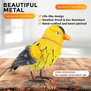 Shefio Garden Decor - Goldfinch Bird Decor, Beautiful Backyard Ideas & Garden Gifts - These Handmade Metal Birds are Perfect Outdoor Decor, Metal Yard Art for Lawn Ornament, Yard Decorations Outdoor