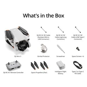 DJI Mini 3 - Lightweight and Foldable Mini Camera Drone with 4K HDR Video, 38-min Flight Time, True Vertical Shooting, and Intelligent Features