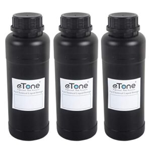 etone 3x 500ml darkroom chemical storage bottles with caps film photo developing processing equipment (black)