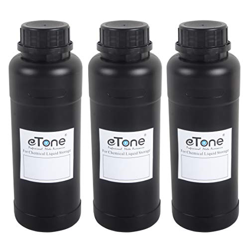 eTone 3X 500ml Darkroom Chemical Storage Bottles with Caps Film Photo Developing Processing Equipment (Black)