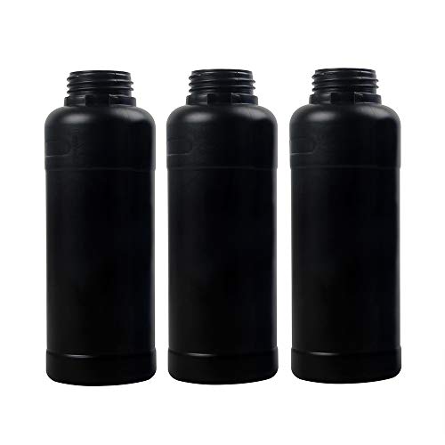 eTone 3X 500ml Darkroom Chemical Storage Bottles with Caps Film Photo Developing Processing Equipment (Black)