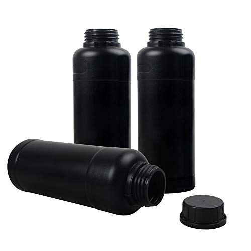 eTone 3X 500ml Darkroom Chemical Storage Bottles with Caps Film Photo Developing Processing Equipment (Black)