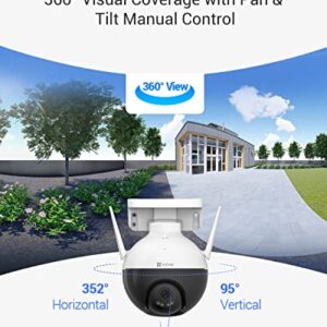 EZVIZ Security Camera Outdoor, 4MP WiFi Camera Pan/Tilt, 360° Visual Coverage, IP65 Waterproof, Color Night Vision, AI-Powered Person Detection, Two-Way Talk, Support MicroSD Card up to 256GB | C8W