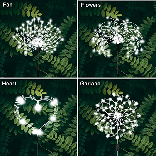 Solar Garden Lights, Firework Lights Outdoor 5 Pack 120 LED Solar Waterproof Decorative Starburst Lights Landscape Lamp 18 Hours Working Time, Decor for Courtyard Garden Christmas Party(Cool White)