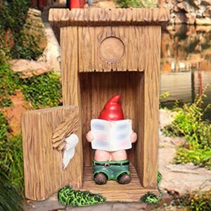 nezababy Funny Garden Gnome Outdoor Statues Naughty Sculpture Decoration Inappropriate Read Newspaper Gnome for Indoor Lawn Yard Red