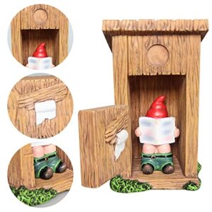 nezababy Funny Garden Gnome Outdoor Statues Naughty Sculpture Decoration Inappropriate Read Newspaper Gnome for Indoor Lawn Yard Red