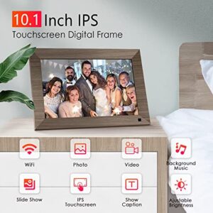 10.1 WiFi Digital Photo Frame, Canupdog IPS Touch Screen Smart Cloud Photo Frame with 16GB Storage, Wall Mountable, Auto-Rotate, Motion Sensor, Share Photos via Frameo App