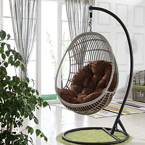 Hanging Basket Seat Cushion Pillow, Haokanba Indoor/Outdoor Swing Chair Cushion,Soft Thicken Hanging Egg Hammock Chair Seat Pads Back Cushion,Patio Basket Chair Cushion for Home Garden (Brown)