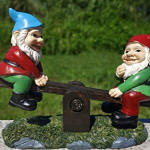 KEONSEN Funny Garden Gnome, Gnomes Decorations for Yard, Large Cute Tree Decorations Outdoor Swing Gnome, Creative Funny Garden Sculptures & Statues Hanging Garden Decor (Seesaw Gnomes)