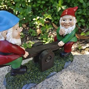 KEONSEN Funny Garden Gnome, Gnomes Decorations for Yard, Large Cute Tree Decorations Outdoor Swing Gnome, Creative Funny Garden Sculptures & Statues Hanging Garden Decor (Seesaw Gnomes)