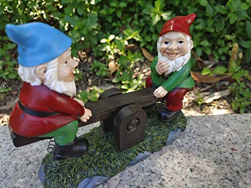 KEONSEN Funny Garden Gnome, Gnomes Decorations for Yard, Large Cute Tree Decorations Outdoor Swing Gnome, Creative Funny Garden Sculptures & Statues Hanging Garden Decor (Seesaw Gnomes)