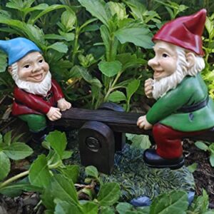 KEONSEN Funny Garden Gnome, Gnomes Decorations for Yard, Large Cute Tree Decorations Outdoor Swing Gnome, Creative Funny Garden Sculptures & Statues Hanging Garden Decor (Seesaw Gnomes)