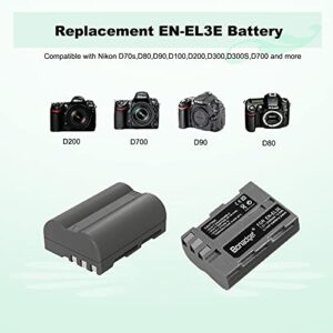 Bonadget 2 Pack 2000mAh EN-EL3 EN-EL3A Replacement Battery and LCD Dual Charger Compatible with Nikon D700 D90 D300S D300 D200 D80 D50 D70S D70 D100 D900 Digital Cameras