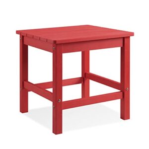 psilvam oversized outdoor side table, 19.68″ poly lumber adirondack side table, weather resistant patio side table for poolside, garden and front porch (red)