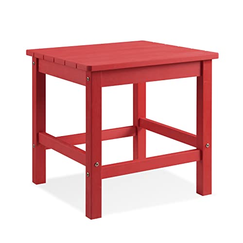 Psilvam Oversized Outdoor Side Table, 19.68" Poly Lumber Adirondack Side Table, Weather Resistant Patio Side Table for Poolside, Garden and Front Porch (Red)