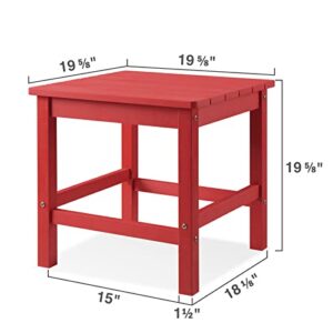 Psilvam Oversized Outdoor Side Table, 19.68" Poly Lumber Adirondack Side Table, Weather Resistant Patio Side Table for Poolside, Garden and Front Porch (Red)