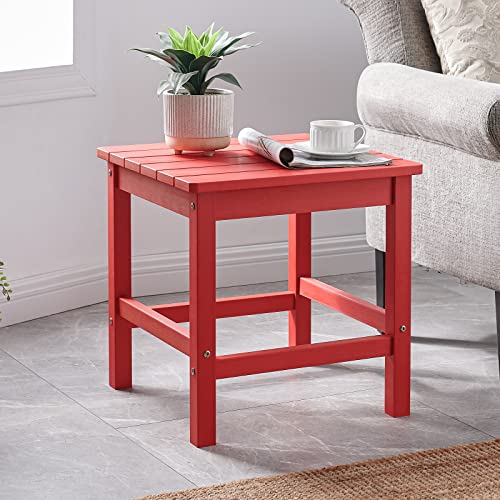 Psilvam Oversized Outdoor Side Table, 19.68" Poly Lumber Adirondack Side Table, Weather Resistant Patio Side Table for Poolside, Garden and Front Porch (Red)