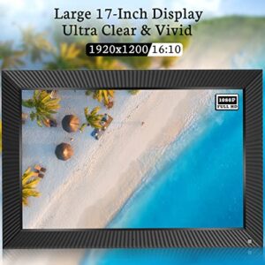 BSIMB 17-Inch 32GB Extra Large WiFi Digital Picture Frame 1920 x 1200 FHD IPS Touch Screen Electronic Photo Frame, Remote Control, Wall-Mounted, Easy Setup to Share Photos and Videos via App & Email