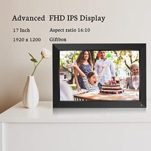 BSIMB 17-Inch 32GB Extra Large WiFi Digital Picture Frame 1920 x 1200 FHD IPS Touch Screen Electronic Photo Frame, Remote Control, Wall-Mounted, Easy Setup to Share Photos and Videos via App & Email