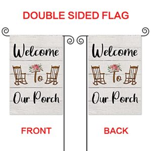 AGMdesign Welcome to Our Home Garden Flag, Double Sided Waterproof Burlap Yard Flag Seasonal Summer Outdoor Decoration 12.5 x 18 Inch